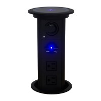 Electric pop-up power socket 2X American plug socket 2X USB charger 1X Bluetooth speaker QI wireless charging lift power socket